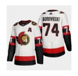 Men's Ottawa Senators #74 Mark Borowiecki 2020-21 Authentic Player Away Stitched Hockey Jersey White