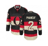 Men's Reebok Ottawa Senators #2 Dion Phaneuf Authentic Black New Third NHL Jersey