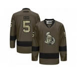Men's Reebok Ottawa Senators #5 Cody Ceci Authentic Green Salute to Service NHL Jersey