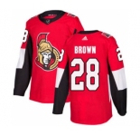 Men's Senators #28 Connor Brown Red Home Authentic Stitched Hockey Jersey