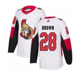 Men's Senators #28 Connor Brown White Road Authentic Stitched Hockey Jersey