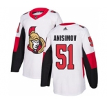 Men's Senators #51 Artem Anisimov White Road Authentic Stitched Hockey Jersey