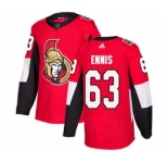 Men's Senators #63 Tyler Ennis Red Home Authentic Stitched Hockey Jersey