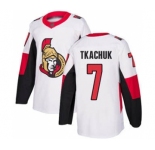 Men's Senators #7 Brady Tkachuk White Road Stitched Hockey Jersey