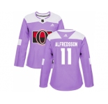 Women Adidas Ottawa Senators #11 Daniel Alfredsson Purple Authentic Fights Cancer Stitched NHL Jersey
