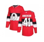 Women Adidas Ottawa Senators #41 Craig Anderson Red Authentic 2017 100 Classic Stitched NHL Jersey