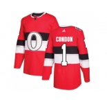 Youth Adidas Ottawa Senators #1 Mike Condon Red Authentic 2017 100 Classic Stitched NHL Jersey
