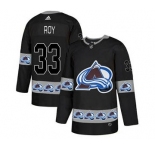Avalanche #33 Patrick Roy Black Team Logo Fashion Stitched Hockey Jersey