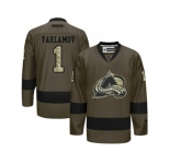 Colorado Avalanche #1 Semyon Varlamov Green Salute to Service Stitched NHL Jersey