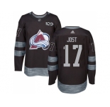 Men Adidas Colorado Avalanche #17 Tyson Jost Black 1917-2017 100th Anniversary Stitched NHL Jersey