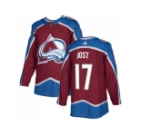 Men Adidas Colorado Avalanche #17 Tyson Jost Burgundy Home Authentic Stitched NHL Jersey