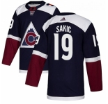 Men Adidas Colorado Avalanche #19 Joe Sakic Authentic Navy Blue Alternate NHL Jersey