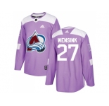Men Adidas Colorado Avalanche #27 John Wensink Purple Authentic Fights Cancer Stitched NHL Jersey