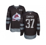 Men Adidas Colorado Avalanche #37 J.T. Compher Black 1917-2017 100th Anniversary Stitched NHL Jersey