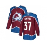 Men Adidas Colorado Avalanche #37 J.T. Compher Burgundy Home Authentic Stitched NHL Jersey
