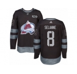 Men's Adidas Colorado Avalanche #8 Teemu Selanne Authentic Black 1917-2017 100th Anniversary NHL Jersey