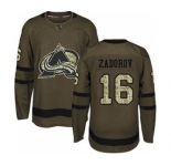 Men's Avalanche #16 Nikita Zadorov Green Salute to Service Stitched Hockey Jersey