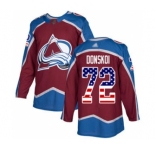 Men's Avalanche #72 Joonas Donskoi Burgundy Home Authentic USA Flag Stitched Hockey Jersey
