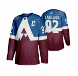 Men's Avalanche #92 Gabriel Landeskog Blue Burgundy Authentic 2019 Stadium Series Stitched Hockey Jersey