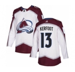 Men's Colorado Avalanche #13 Alexander Kerfoot White Road Stitched Hockey Jersey