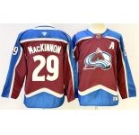 Men's Colorado Avalanche #29 Nathan MacKinnon Burgundy 2024-25 With A Patch Stitched Jersey