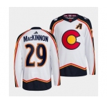 Men's Colorado Avalanche #29 Nathan MacKinnon White 2022-23 Reverse Retro Stitched Jersey