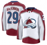 Men's Colorado Avalanche #29 Nathan MacKinnon White 2024-25 Away Stitched Jersey