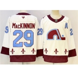 Men's Colorado Avalanche #29 Nathan MacKinnon White 2024-25 With A Patch Stitched Hockey