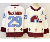 Men's Colorado Avalanche #29 Nathan MacKinnon White 2024-25 With A Patch Stitched Hockey