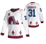 Men's Colorado Avalanche #31 Philipp Grubauer White 2022 Stanley Cup Final Patch Reverse Retro Stitched Jersey