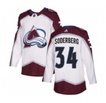 Men's Colorado Avalanche #34 Carl Soderberg White Road Stitched Hockey Jersey