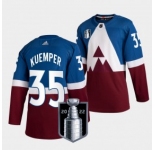 Men's Colorado Avalanche ##35 Darcy Kuemper Blue 2022 Stanley Cup Final Patch Adidas Stitched NHL Jersey