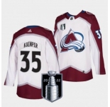 Men's Colorado Avalanche #35 Darcy Kuemper White 2022 Stanley Cup Final Patch Adidas Stitched NHL Jersey
