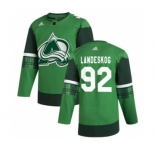 Men's Colorado Avalanche #92 Gabriel Landeskog 2020 St. Patrick's Day Stitched Hockey Jersey Green