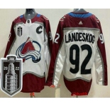 Men's Colorado Avalanche #92 Gabriel Landeskog White 2022 Stanley Cup Stitched Jersey