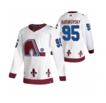 Men's Colorado Avalanche #95 Andre Burakovsky White 2020-21 Reverse Retro Alternate Hockey Jersey