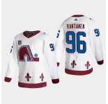 Men's Colorado Avalanche #96 Mikko Rantanen White 2022 Stanley Cup Final Patch Reverse Retro Stitched Jersey