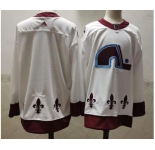 Men's Colorado Avalanche Blank White 2021 Retro Stitched NHL Jersey