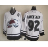 nhl jerseys colorado avalanche #92 gabriel landeskog white-black