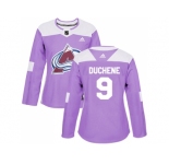 Women Adidas Colorado Avalanche #9 Matt Duchene Purple Authentic Fights Cancer Stitched NHL Jersey