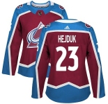 Women's Colorado Avalanche #23 Milan Hejduk Adidas Authentic Burgundy Home Jersey