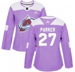 Women's Colorado Avalanche #27 Scott Parker Adidas Authentic Fights Cancer Practice Purple Jersey