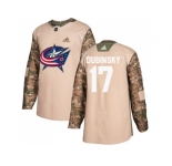 Men Adidas Columbus Blue Jackets #17 Brandon Dubinsky Camo Authentic 2017 Veterans Day Stitched NHL Jersey