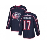 Men Adidas Columbus Blue Jackets #17 Brandon Dubinsky Navy Blue Home Authentic Stitched NHL Jersey