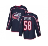 Men Adidas Columbus Blue Jackets #58 David Savard Navy Blue Home Authentic Stitched NHL Jersey