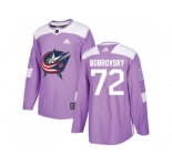 Men Adidas Columbus Blue Jackets #72 Sergei Bobrovsky Purple Authentic Fights Cancer Stitched NHL Jersey