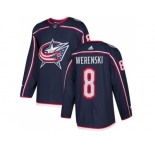 Men Adidas Columbus Blue Jackets #8 Zach Werenski Navy Blue Home Authentic Stitched NHL Jersey