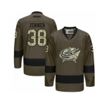 Men Reebok Columbus Blue Jackets #38 Boone Jenner Authentic Green Salute to Service NHL Jersey