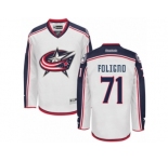 Men Reebok Columbus Blue Jackets #71 Nick Foligno Authentic White Away NHL Jersey