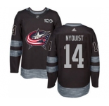 Men's Blue Jackets #14 Gustav Nyquist Black 1917-2017 100th Anniversary Stitched Hockey Jersey